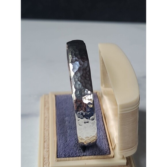 925 Sterling Silver Hammered Bangle Bracelet Vintage, READ Description - Picture 4 of 10